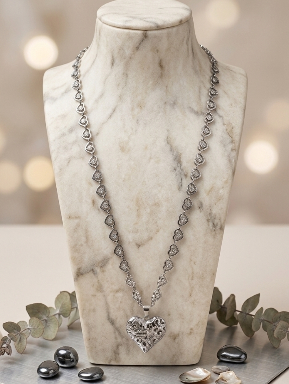 Stainless Steel Silver Heart Necklace - Picture 3 of 7